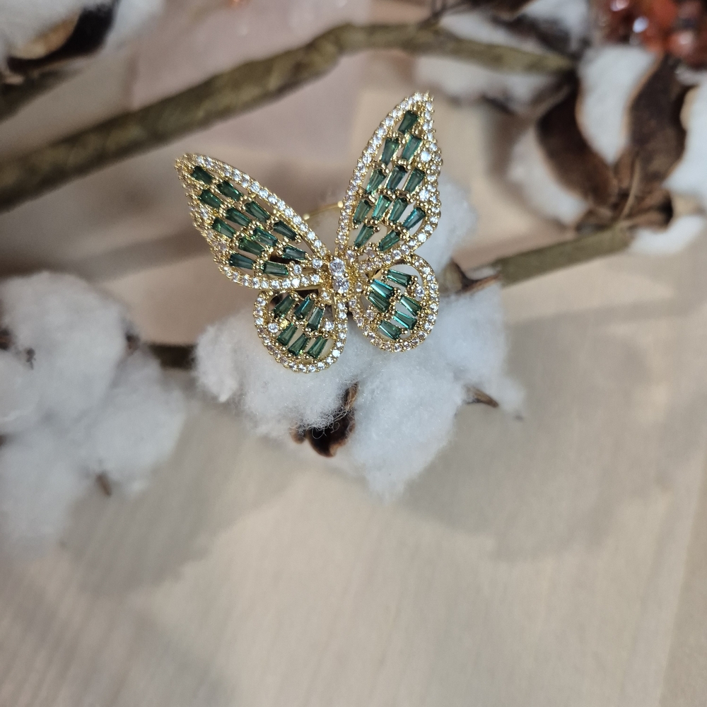 🦋🦋NEW🦋🦋 BEAUTIFUL!! Gold Plated Over Copper CZ Butterfly Adjustable Ring - Picture 4 of 12
